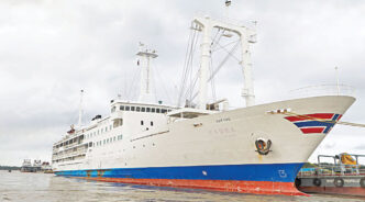MV One Bay, now anchored at Chattogram Marine Fisheries Academy Jetty, Offers 2,000 cabin accommodations including presidential suites, bunk beds and twin bed cabins. Photo: RAJIB RAIHAN